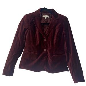 NEW YORK & COMPANY STRETCH PURPLE CRUSHED VELVET SUIT JACKET SIZE 0
